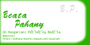 beata pahany business card